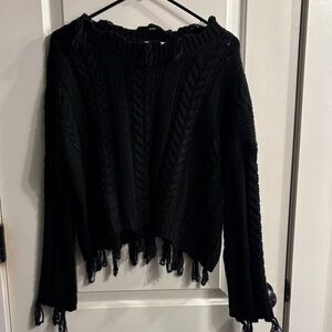 Altar'd State Black Fringed Crop Sweater size M